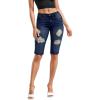 imageHybrid ampamp Company Womens Ultra Comfy Butt Lift Stretch Bermuda City ShortsRippeddarkwash