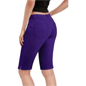 imageHybrid ampamp Company Womens Ultra Comfy Butt Lift Stretch Bermuda City ShortsPurple