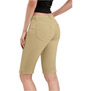 imageHybrid ampamp Company Womens Ultra Comfy Butt Lift Stretch Bermuda City ShortsTan