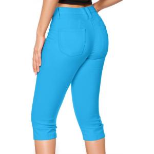imageHybrid ampamp Company Womens Butt Lift Super Comfy Stretch Denim Capri Short JeansAqua