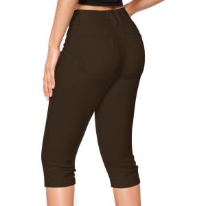 imageHybrid ampamp Company Womens Butt Lift Super Comfy Stretch Denim Capri Short JeansBrown