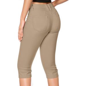 imageHybrid ampamp Company Womens Butt Lift Super Comfy Stretch Denim Capri Short JeansKhaki