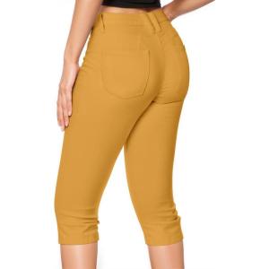 imageHybrid ampamp Company Womens Butt Lift Super Comfy Stretch Denim Capri Short JeansMustard