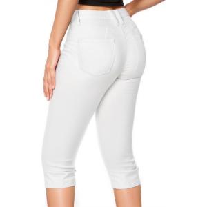 imageHybrid ampamp Company Womens Butt Lift Super Comfy Stretch Denim Capri Short JeansWhite