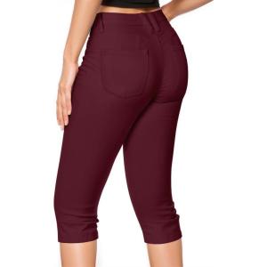 imageHybrid ampamp Company Womens Butt Lift Super Comfy Stretch Denim Capri Short JeansWine