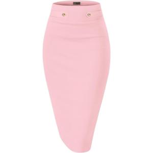 imageHybrid ampamp Company Womens Pencil Skirt Premium Nylon Ponte Stretch Office Made in The USA Below KneeBlush