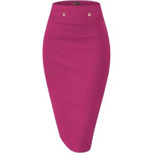 imageHybrid ampamp Company Womens Pencil Skirt Premium Nylon Ponte Stretch Office Made in The USA Below KneeFuchsia