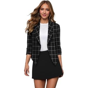 imageHybrid ampamp Company Lightweight Open Front Cardigan Classic Ruched Sleeve Work Office Blazer Suit Jackets11297blackWhite