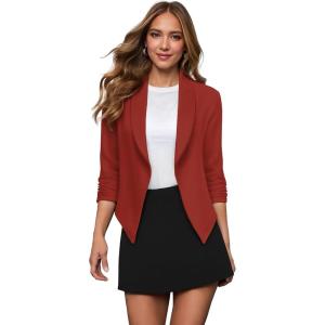 imageHybrid ampamp Company Lightweight Open Front Cardigan Classic Ruched Sleeve Work Office Blazer Suit JacketsRustCoppe
