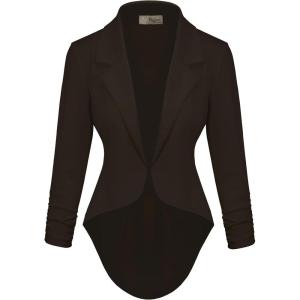 imageHybrid ampamp Company Womens Casual Work High Low Blazer Jacket  JK455901073tbrown