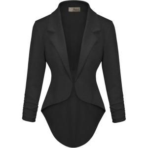 imageHybrid ampamp Company Womens Casual Work High Low Blazer Jacket  JK455901073tcharcoal