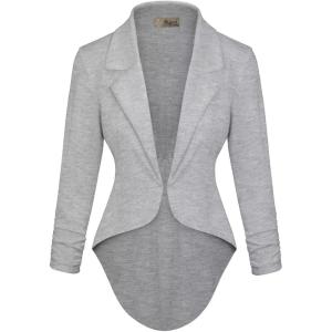 imageHybrid ampamp Company Womens Casual Work High Low Blazer Jacket  JK455901073theather Gr