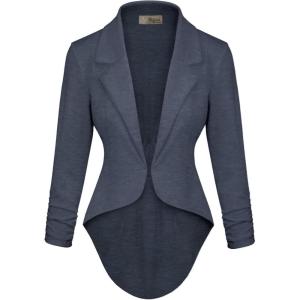 imageHybrid ampamp Company Womens Casual Work High Low Blazer Jacket  JK455901073theather Navy
