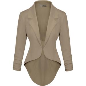 imageHybrid ampamp Company Womens Casual Work High Low Blazer Jacket  JK455901073tkhaki