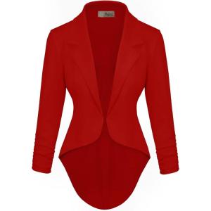 imageHybrid ampamp Company Womens Casual Work High Low Blazer Jacket  JK455901073tred