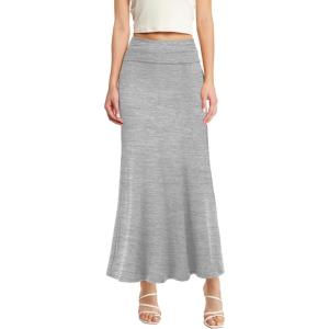 imageHybrid ampamp Company Womens Stretch Lightweight Flowy Maxi Skirt  Casual Fold Over Waist Made in USAHeathergr