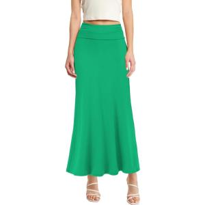 imageHybrid ampamp Company Womens Stretch Lightweight Flowy Maxi Skirt  Casual Fold Over Waist Made in USAKelly Gree