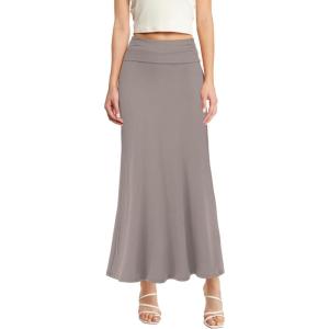 imageHybrid ampamp Company Womens Stretch Lightweight Flowy Maxi Skirt  Casual Fold Over Waist Made in USATaupe