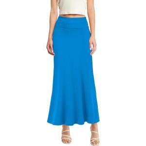 imageHybrid ampamp Company Womens Stretch Lightweight Flowy Maxi Skirt  Casual Fold Over Waist Made in USATurquoise