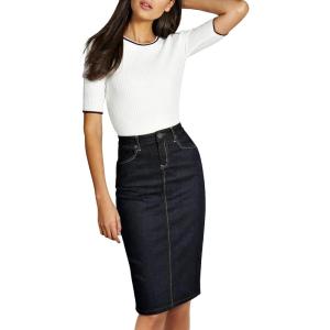 imageLexi Womens Stretch Pencil Skirts with Functional Pockets A Line ampamp Destructed Mini Denim SkirtsSk22885blue Black