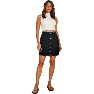 imageLexi Womens Stretch Pencil Skirts with Functional Pockets A Line ampamp Destructed Mini Denim SkirtsSks48015black