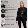 imageHybrid ampamp Company Womens Fashion Military Crop Premium Ultra Stretch GoldSliver Millennium Zipper Up Dressy Blazer JacketBlack