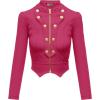 imageHybrid ampamp Company Womens Fashion Military Crop Premium Ultra Stretch GoldSliver Millennium Zipper Up Dressy Blazer JacketFuchsia