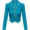imageHybrid ampamp Company Womens Fashion Military Crop Premium Ultra Stretch GoldSliver Millennium Zipper Up Dressy Blazer JacketJade