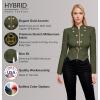 imageHybrid ampamp Company Womens Fashion Military Crop Premium Ultra Stretch GoldSliver Millennium Zipper Up Dressy Blazer JacketOlive