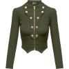 imageHybrid ampamp Company Womens Fashion Military Crop Premium Ultra Stretch GoldSliver Millennium Zipper Up Dressy Blazer JacketOlive
