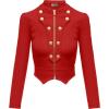 imageHybrid ampamp Company Womens Fashion Military Crop Premium Ultra Stretch GoldSliver Millennium Zipper Up Dressy Blazer JacketRed