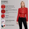 imageHybrid ampamp Company Womens Fashion Military Crop Premium Ultra Stretch GoldSliver Millennium Zipper Up Dressy Blazer JacketRed