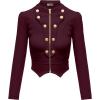 imageHybrid ampamp Company Womens Fashion Military Crop Premium Ultra Stretch GoldSliver Millennium Zipper Up Dressy Blazer JacketWine