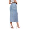 imageHybrid ampamp Company Womens Long Denim Skirt  Stretch Jean Skirt for Office and Casual WearLight Wash