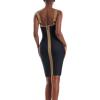 imageHybrid ampamp Company Womens Sexy Stretch Skinny Bodycon Attractive Strap DressDrbdh434blackgold