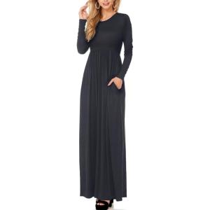 imageHybrid ampamp Company Women Stylish Long Sleeve ampamp Sleeveless Ruffle Loose Plain Casual Party Dresses with PocketKdr477888826charcoal