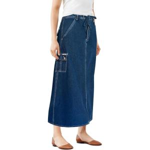 imageHybrid ampamp Company Womens Long Denim Skirt  Stretch Jean Skirt for Office and Casual WearSk152333darkwash