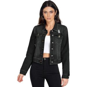 imageHybrid ampamp Company Womens Long Sleeve Denim Jackets Basic Button Down Jean Jacket with PocketsJk37350black
