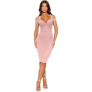 imageHybrid ampamp Company Womens Sexy V Neck Stretchy Bodycon Party Bandage DressBlush