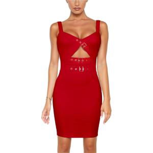 imageHybrid ampamp Company Womens Sleeveless Metal Bandage Dress Celebrity Party Bodycon DressDrbd095red