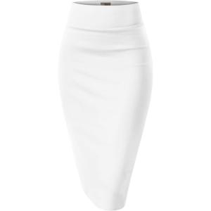 imageHybrid ampamp Company Womens TechnoScuba Stretchy Office Pencil Skirt Made in USA1139white