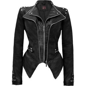 imageOlivia Miller Womens Fashion Faux Leather Biker Jacket Rivet Lapel Shaping Moto OuterwearJk44169black