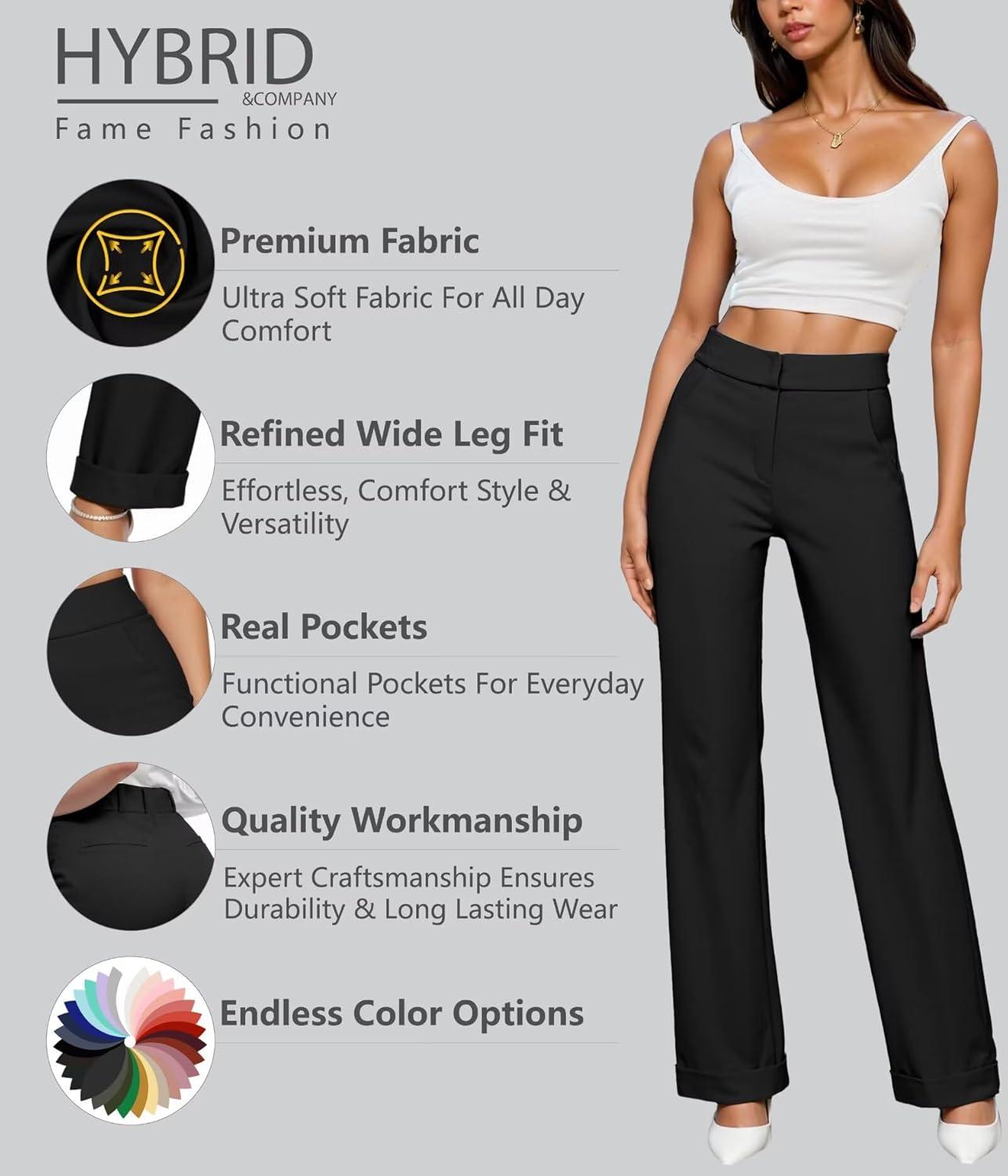 imageHybrid ampamp Company Womens High Waisted Straight Leg Suit Pants Business Work Casual Slacks TrousersBlack