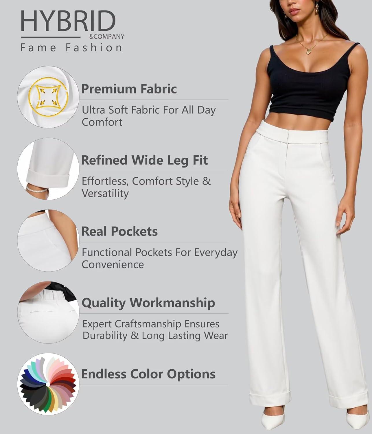 imageHybrid ampamp Company Womens High Waisted Straight Leg Suit Pants Business Work Casual Slacks TrousersWhite