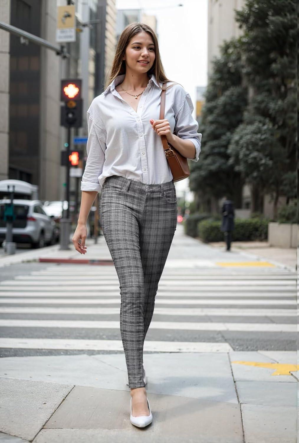 imageHybrid ampamp Company Womens Hyper Ultra Stretch Comfy Skinny Leg Work Casual PantsBlackwhite2042