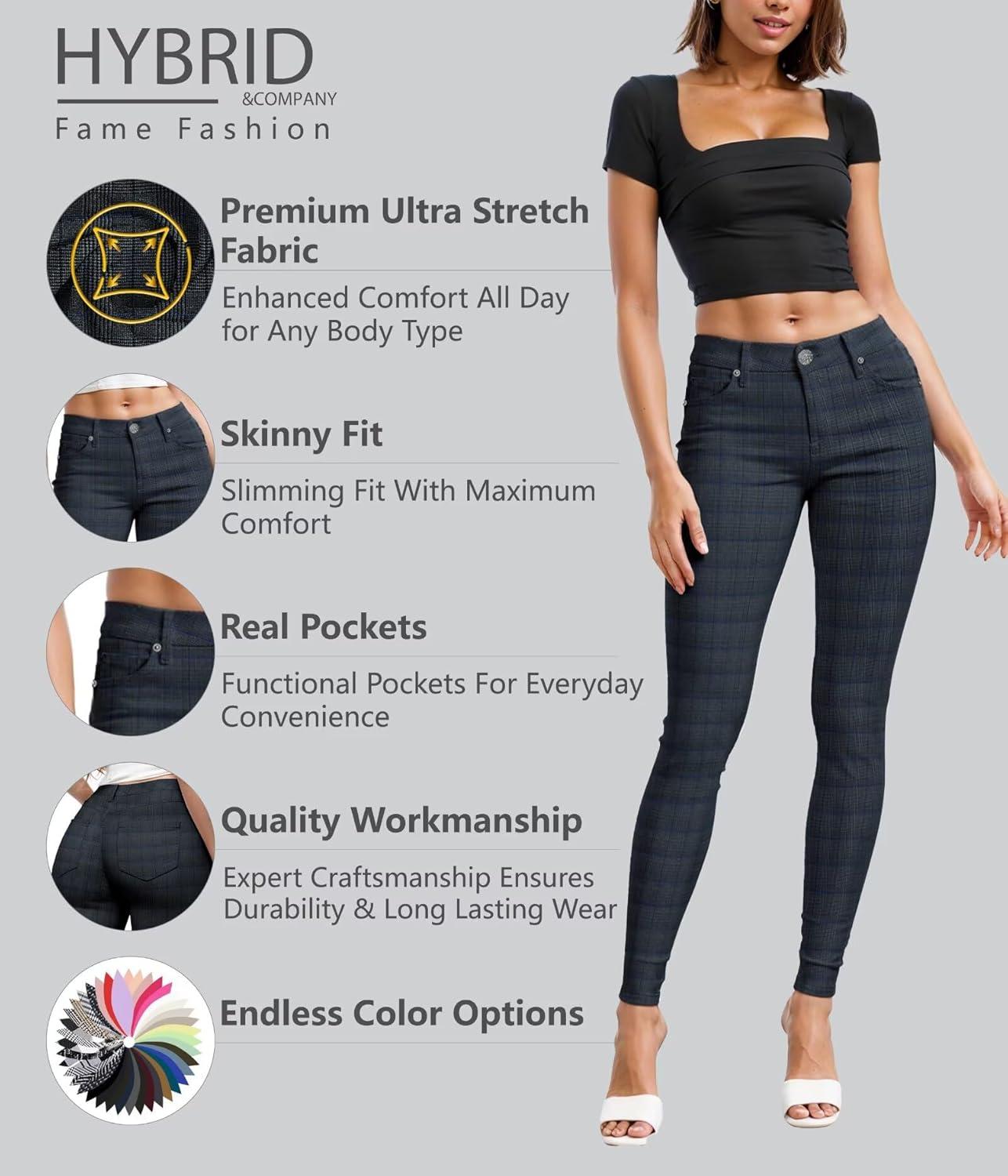 imageHybrid ampamp Company Womens Hyper Ultra Stretch Comfy Skinny Leg Work Casual PantsBlackwhiteblue4146