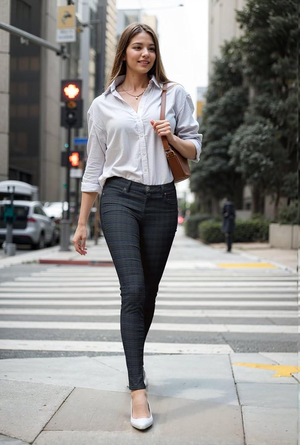 imageHybrid ampamp Company Womens Hyper Ultra Stretch Comfy Skinny Leg Work Casual PantsBlackwhiteblue4146