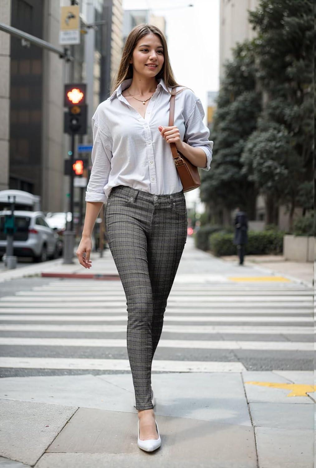 imageHybrid ampamp Company Womens Hyper Ultra Stretch Comfy Skinny Leg Work Casual PantsBrownblueblack2379