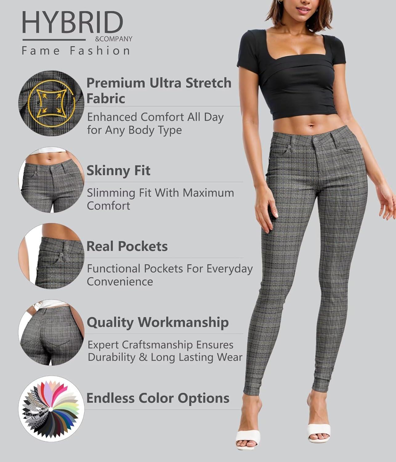 imageHybrid ampamp Company Womens Hyper Ultra Stretch Comfy Skinny Leg Work Casual PantsBrownblueblack2379