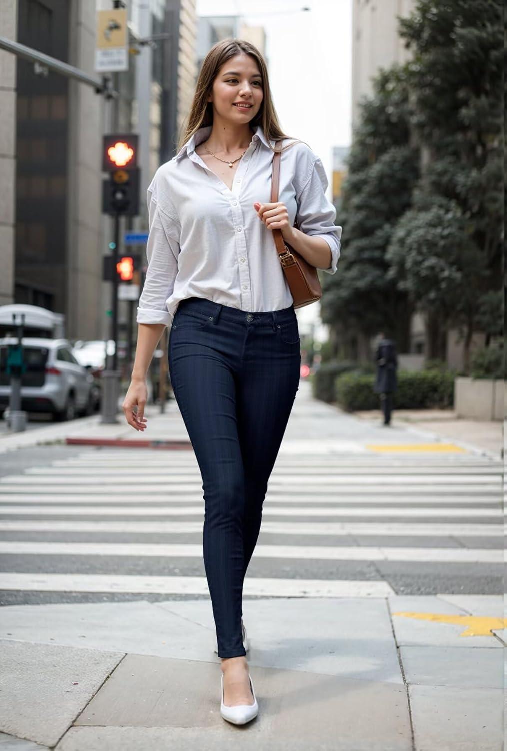 imageHybrid ampamp Company Womens Hyper Ultra Stretch Comfy Skinny Leg Work Casual PantsNavyblack113